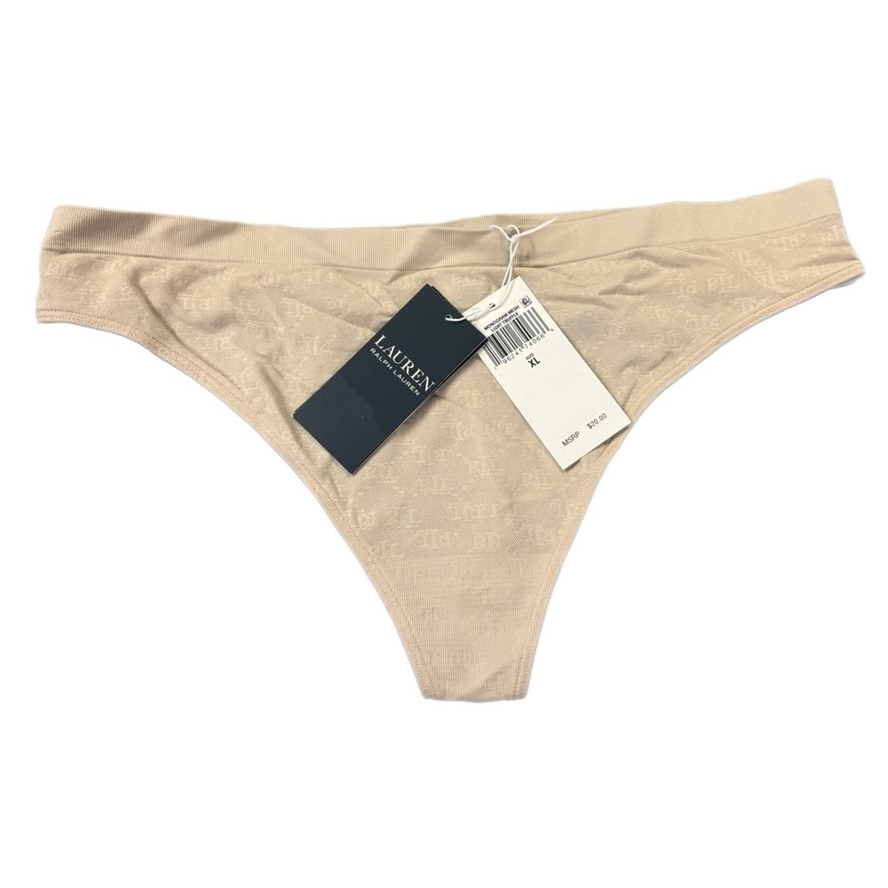 Lauren Ralph Lauren Monogram Mesh Jacquard Thong Light Truffle